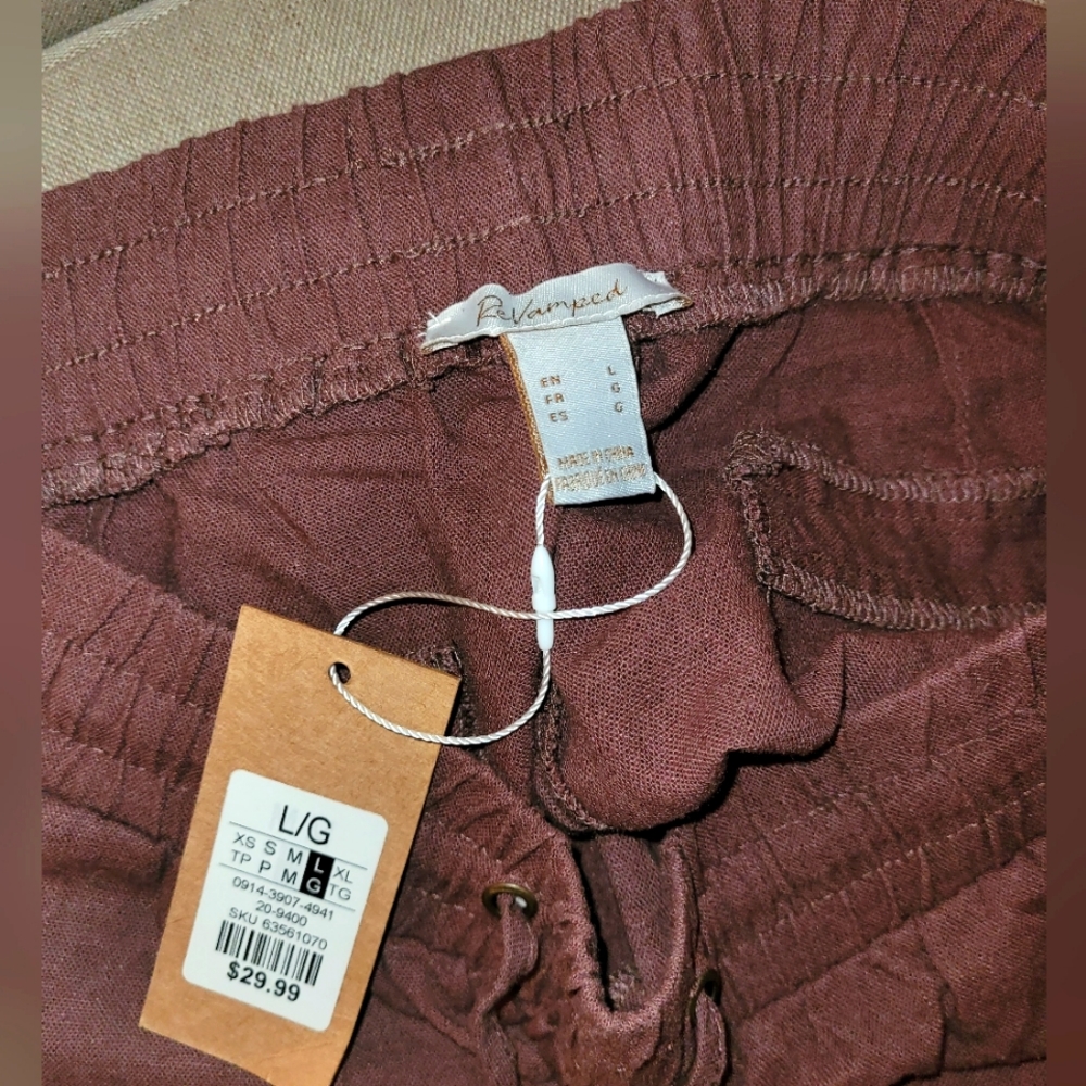 Brown linen jogger pants